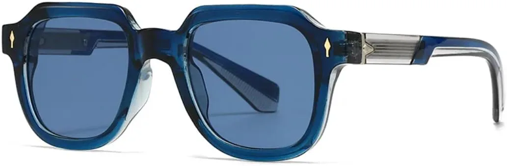 

Винтажные прямоугольные солнцезащитные очки для мужчин и женщин, роскошные модные мужские солнцезащитные очки с защитой от УФ-излучения UV400 TKKTLLT, Blue