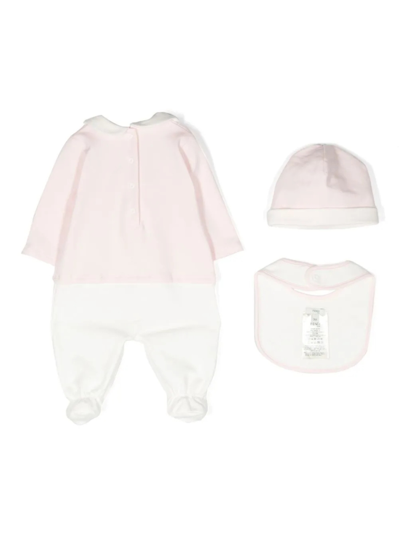 Комплект для новорожденного с вышитым логотипом Fendi Kids, розовый — фото 2