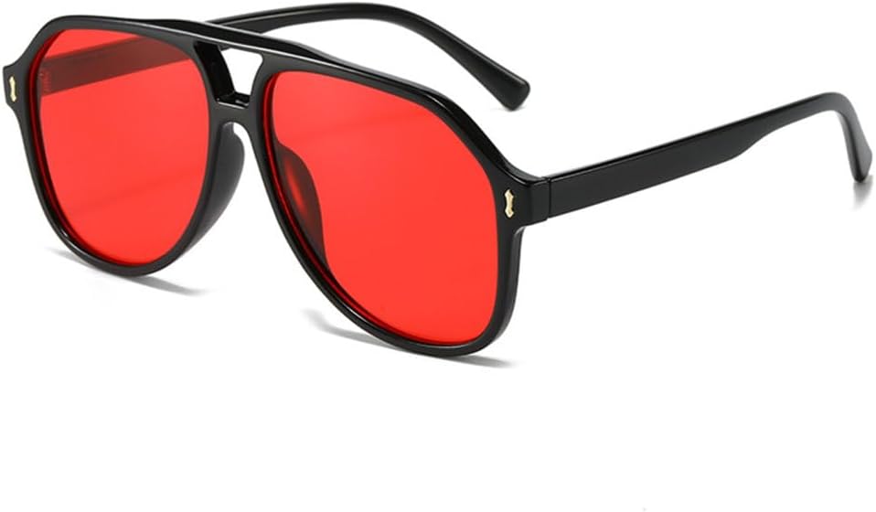 

Модные солнцезащитные очки-пилот с двойной перемычкой для мужчин, винтажные женские солнцезащитные очки в стиле панк с защитой от УФ-излучения UV400 generic, Black Red