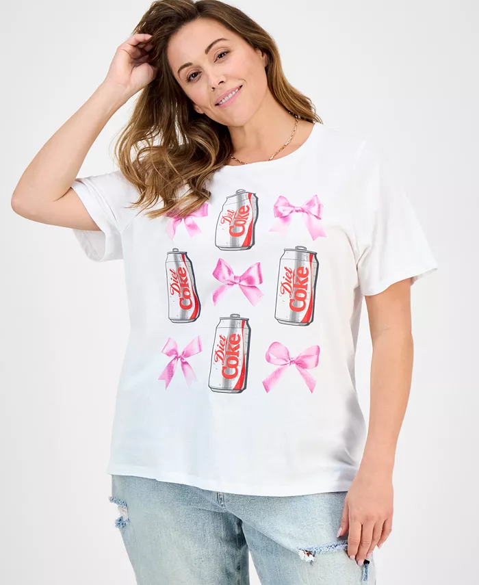 

Трендовая футболка размера плюс с бантиками Diet Coke Grayson Threads, The Label, белый