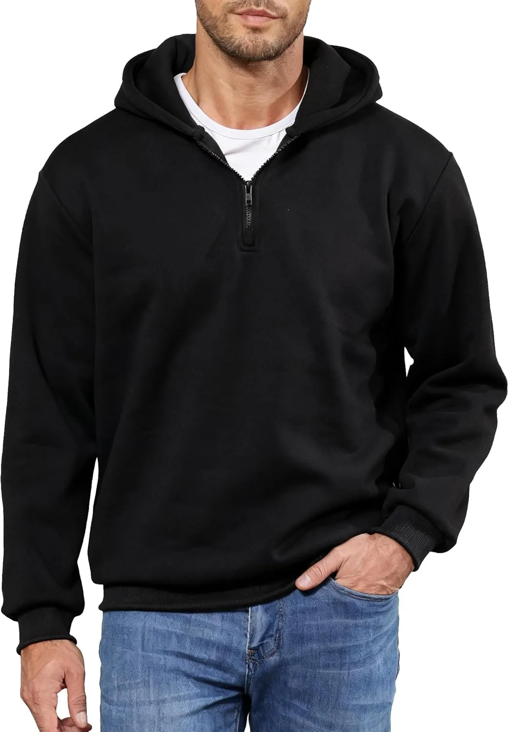 

JIHUILAI мужская толстовка с молнией на четверть, флисовая, с длинными рукавами, размеры S-3XL