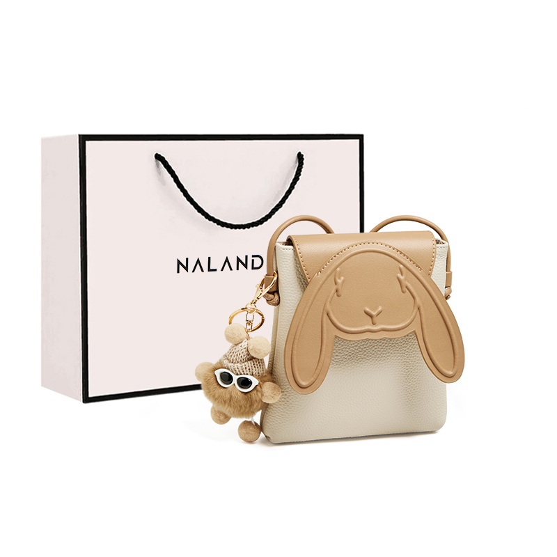 

Narandu Сумка через плечо из натуральной кожи коровы малого размера для женщин Ecru/Midnight Black, Ecru