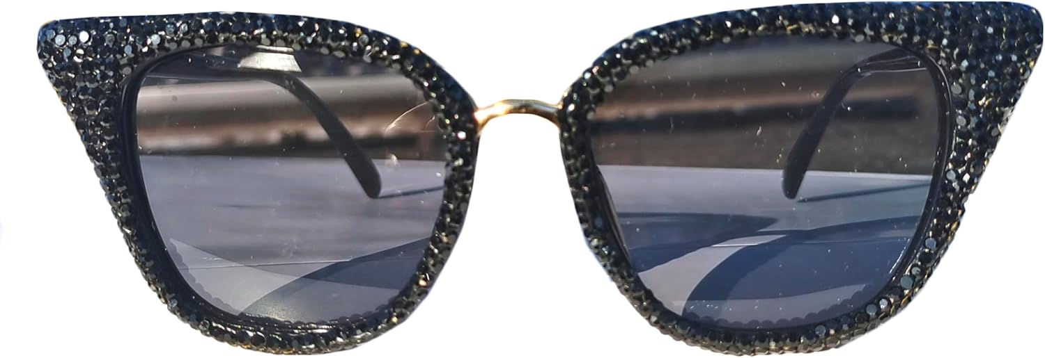 

Willochra — большие модные солнцезащитные очки со стразами для женщин, розовые, сексуальные, с кристальными блестками, стильные, милые, в форме «кошачьего глаза», для вечеринок, Black