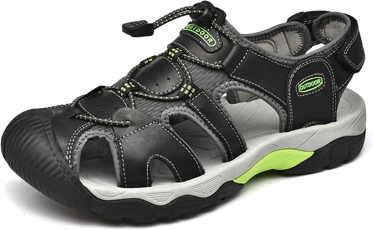 

Мужские летние спортивные сандалии с закрытым носком, повседневные сандалии с вырезами, пляжные сандалии, дышащая сетка, сандалии без застежки, для прогулок по воде, походные спортивные сандалии для мужчин Generic, черный