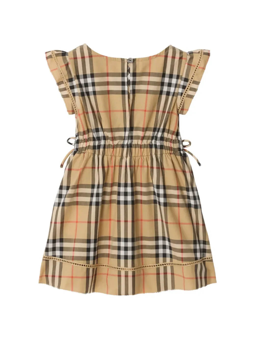 Хлопковое платье в клетку BURBERRY KIDS, бежевый — фото 2