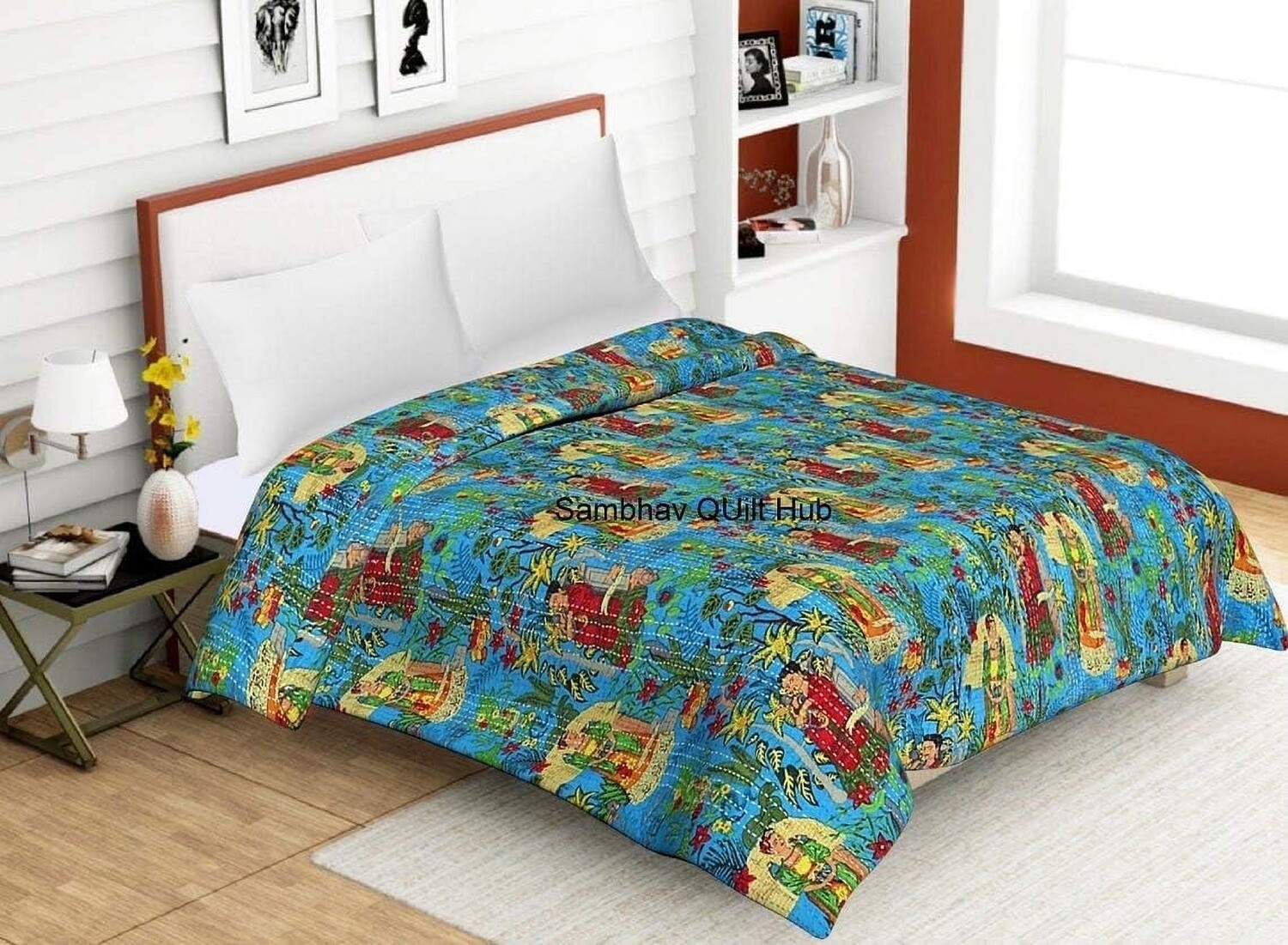 

Стеганое одеяло с принтом Фариды Кало Sambhav Quilt Hub, зеленый