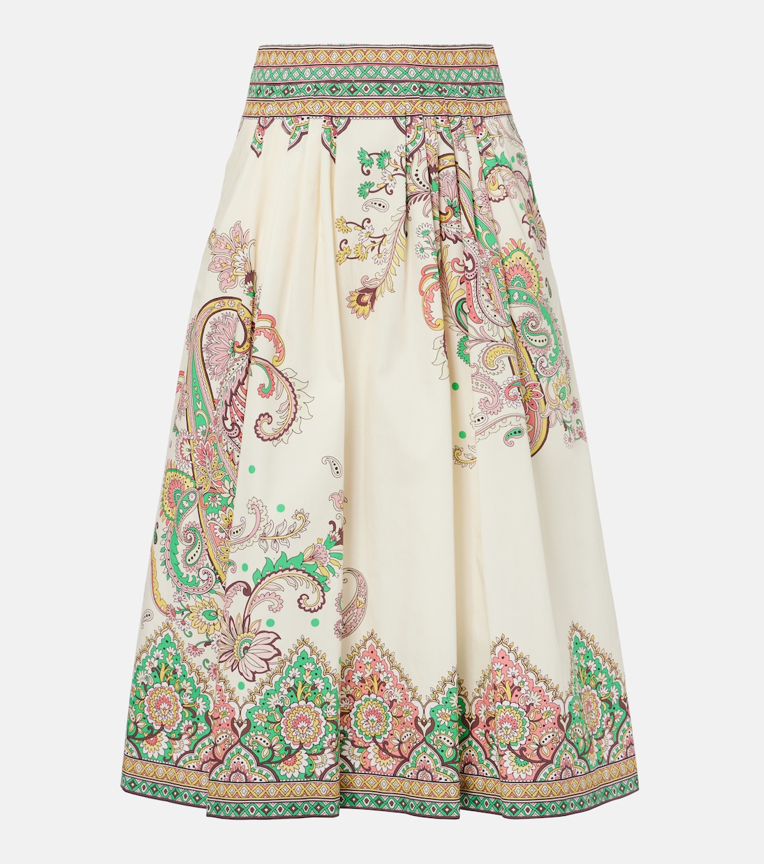 

Юбка миди из хлопкового поплина с принтом пейсли Etro, Print On The White Base