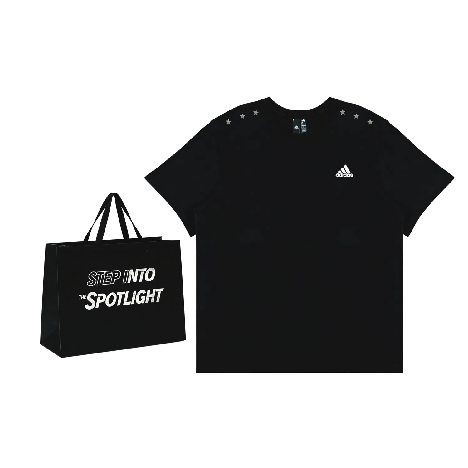 Футболка с принтом звезд Adidas MUST HAVES черная — фото 3