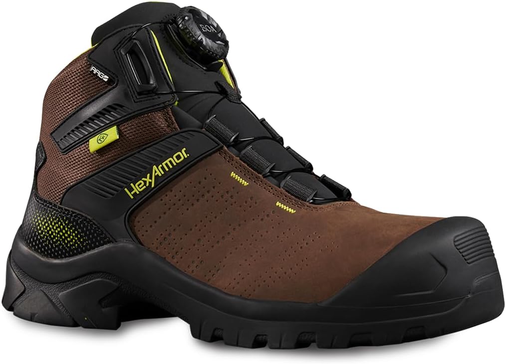 

Мужские ботинки HexArmor серии Xbase, дышащие, прочные, легкие, комфортные, водоотталкивающие, с защитным носком из композитного материала, средней прочности, Boa Brown