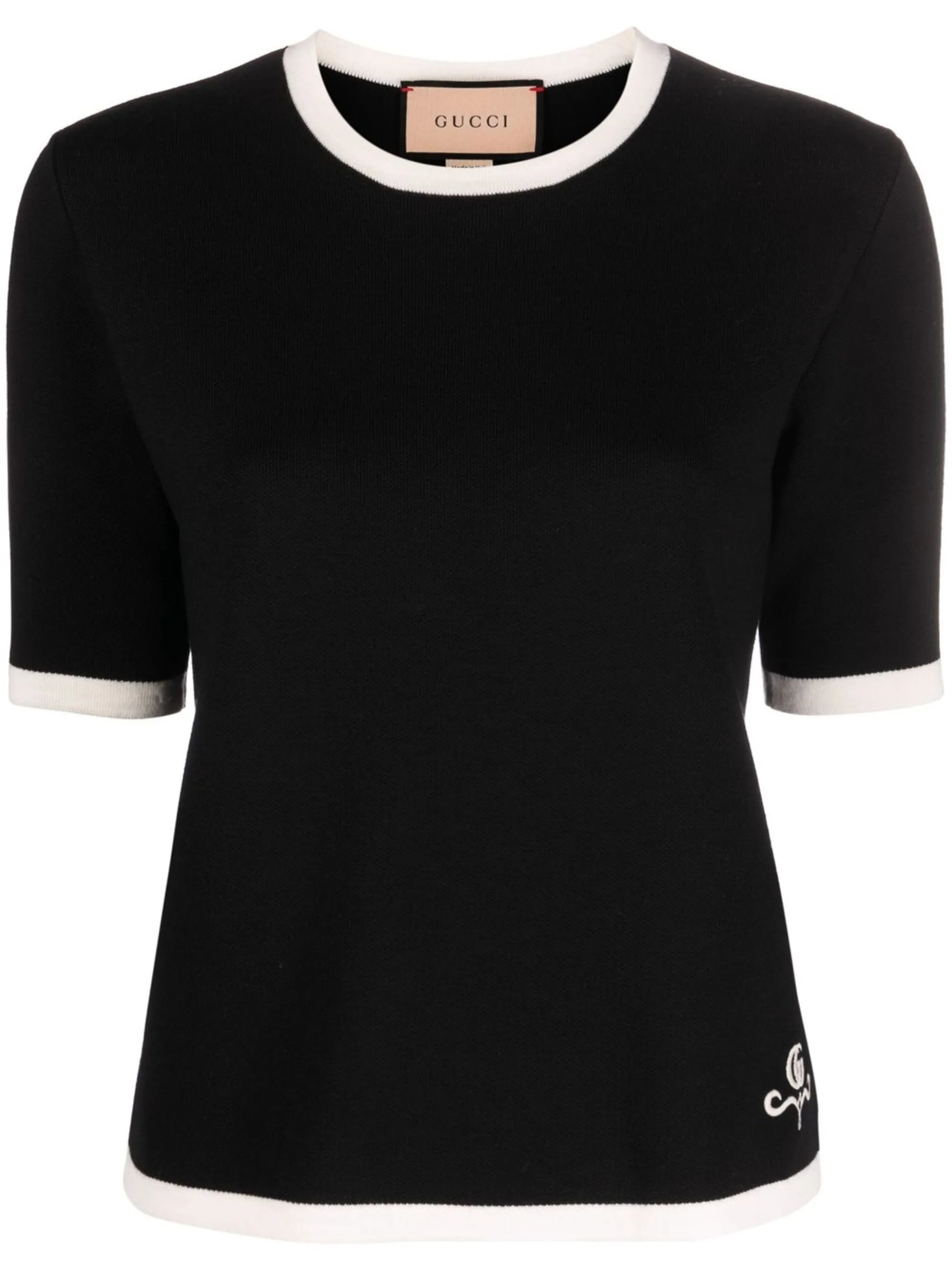 

Шерстяная футболка с контрастной отделкой Gucci, черный