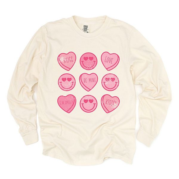 

SWSmiley sweethearts chart distressed - женская футболка с длинным рукавом, окрашенная в стиле garment dyed Simply Sage Market, Ivory