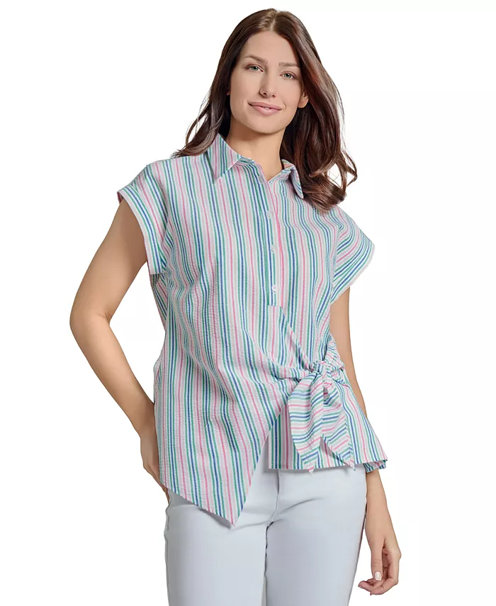 

Женская полосатая блузка с рукавами-крылышками и запахом Jones New York, мультиколор