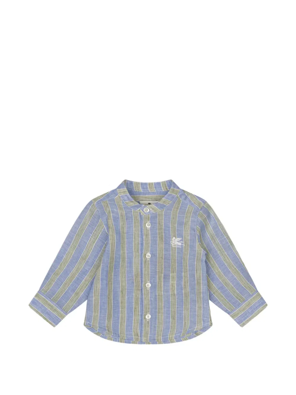 Рубашка в полоску с вышивкой Pegaso Etro Kids, синий