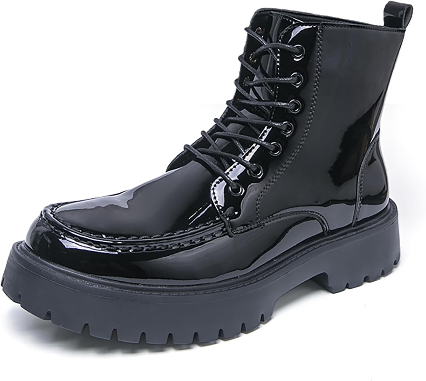 

Мужские ботинки из лакированной кожи, комфортные, на шнуровке, с круглым носком, противоскользящие, водонепроницаемые, оксфордские челси до щиколотки для повседневной носки и вечеринок Twodnawk, черный