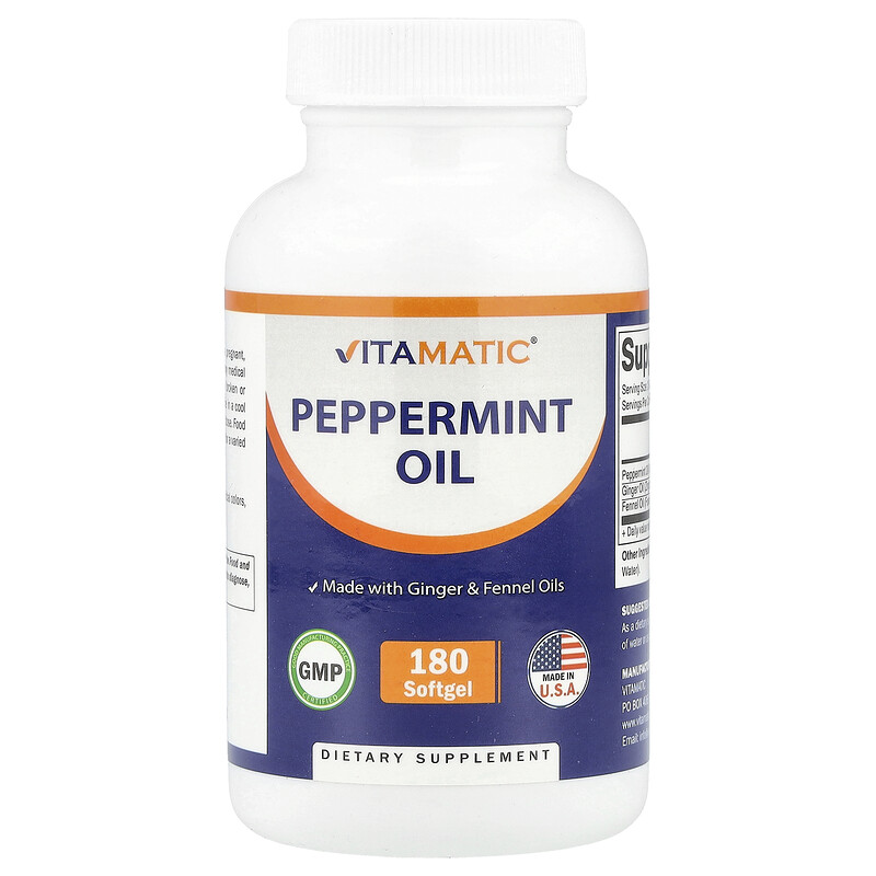 

Vitamatic, Масло перечной мяты, 180 капсул