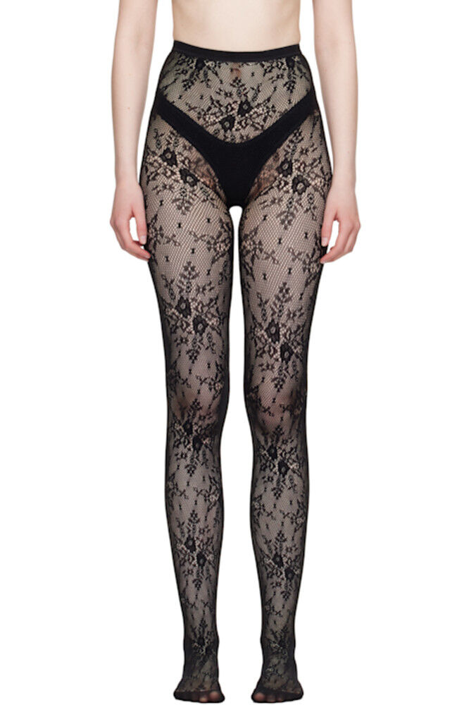 

Черные розовые кружевные колготки Swedish Stockings