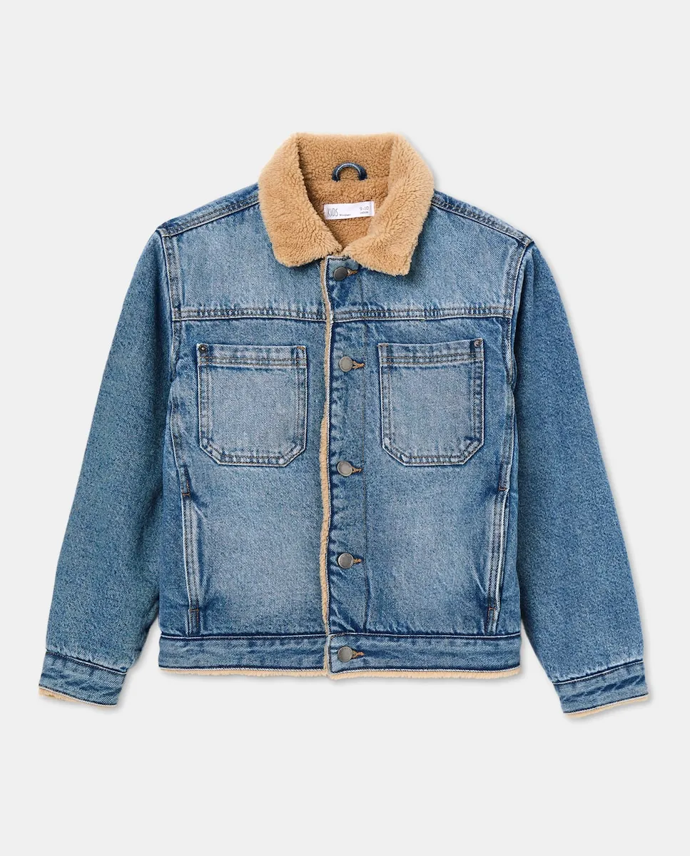 

Детская джинсовая куртка с подкладкой, гладкая Kids El Corte Inglés, бледно-голубой