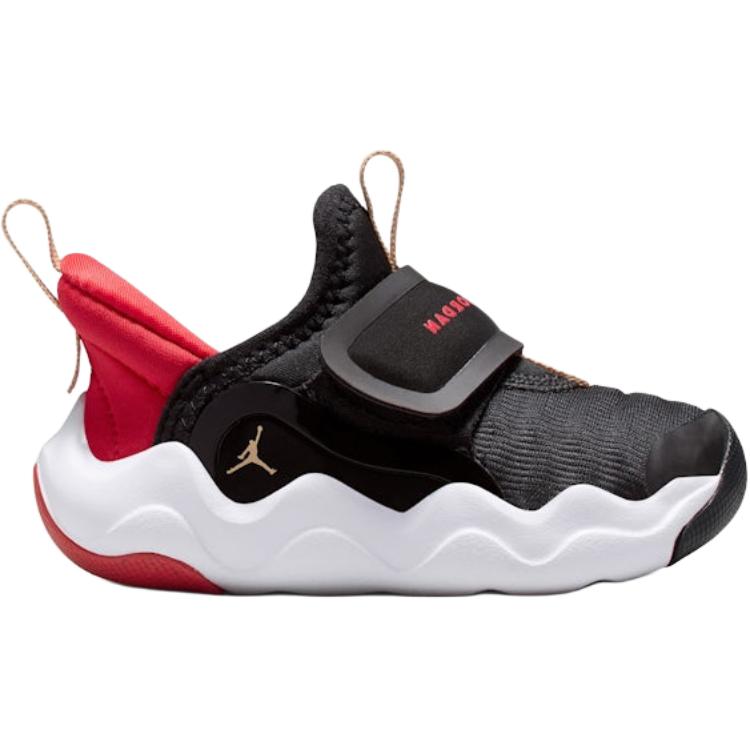 Износостойкие низкие детские туфли для младенцев и малышей Jordan, черный/красный — фото 2