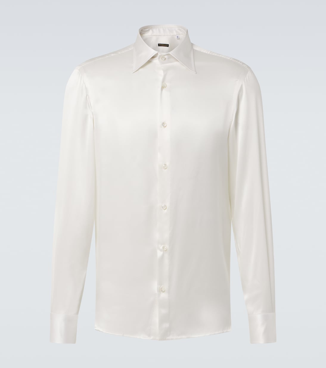 

Шелковая атласная рубашка для смокинга Rubinacci, White Silk