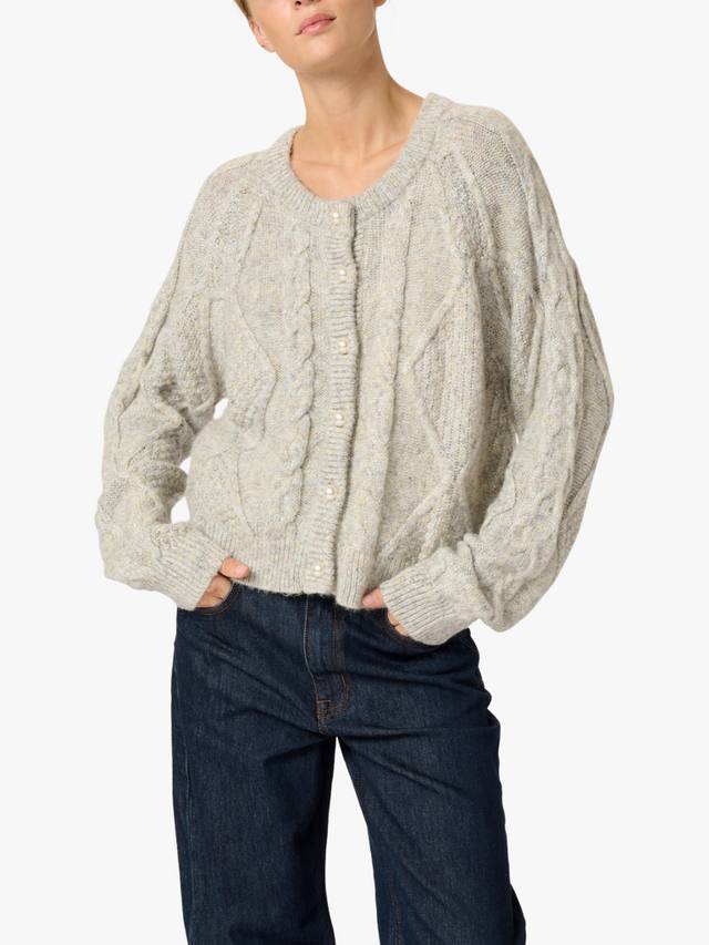 

Кардиган кабельной вязки vera MY ESSENTIAL WARDROBE, цвет Light Grey