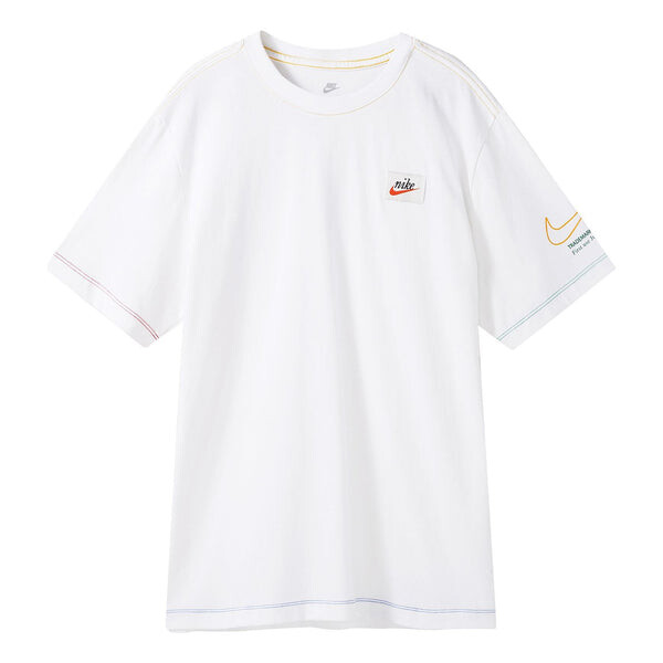 

Футболка men's nsw tee swoosh 50 lbr casual sports breathable printing short sleeve white t-shirt Nike, белый