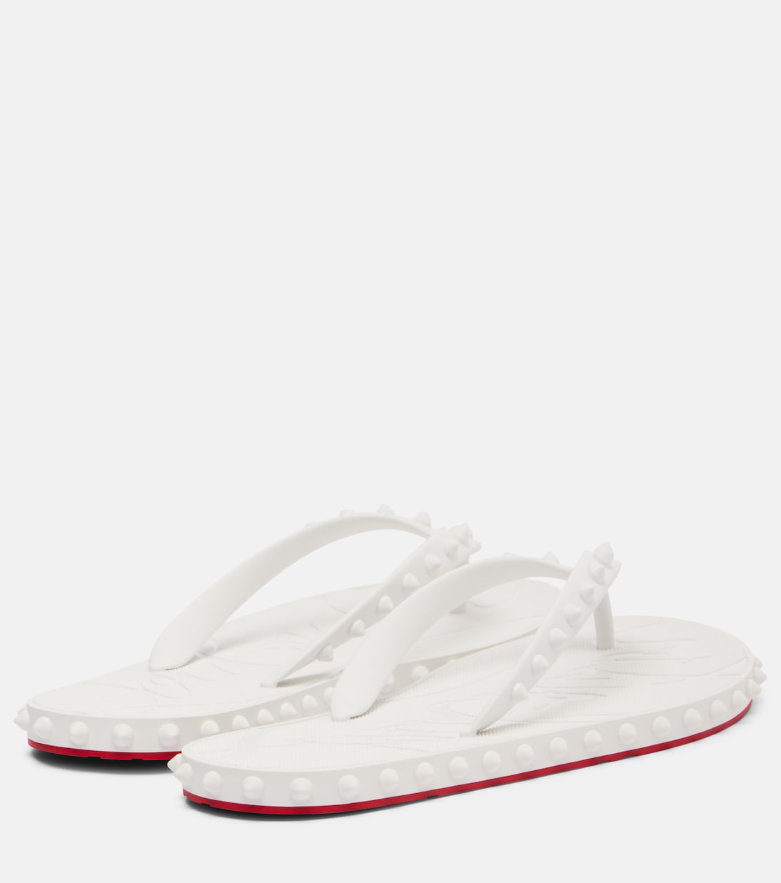 Супер Луби Flip с шипами шлепанцы-танкетки Christian Louboutin, белый — фото 2
