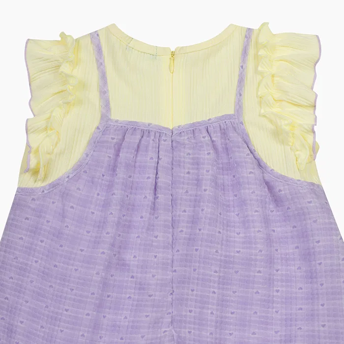 Детское платье Lovely Check Emboss, лавандовое, от Benetton Kids — фото 4