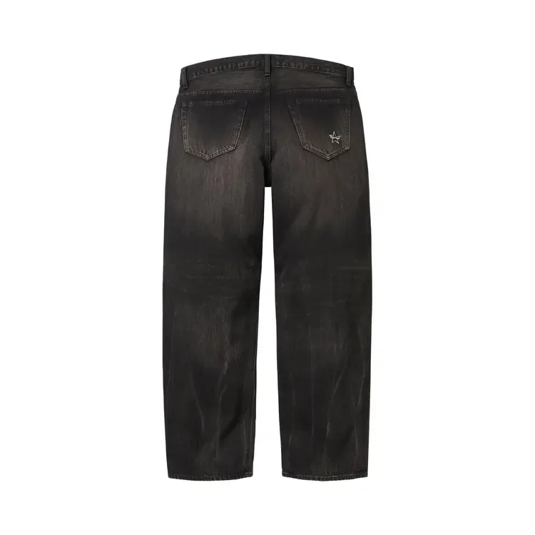 Джинсы Supreme Distressed Loose Fit Selvedge Jean 'Washed Black' — фото 2