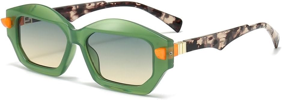 

Уникальные солнцезащитные очки неправильной формы для женщин, двухцветные, в стиле ретро для мужчин, модные, с заклепками, градиентные, с защитой от УФ-излучения UV400 TYUVIVO, Green