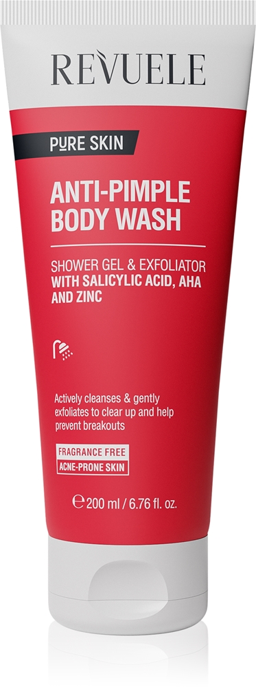 

Отшелушивающий гель для душа Pure Skin от прыщей и угревой сыпи Revuele, 200 мл