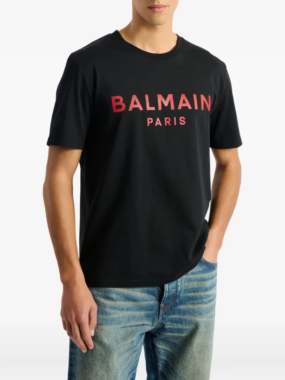 Футболка с принтом Balmain Paris, черный — фото 4