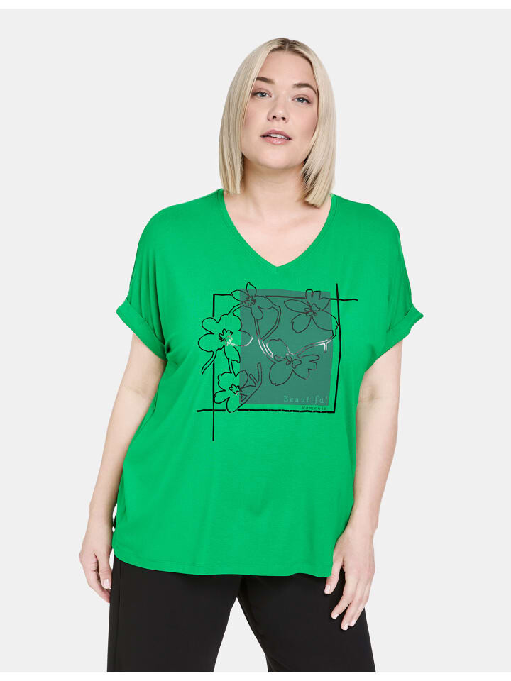 

Футболка SAMOON Kurzarm Rundhals, цвет really green gemustert