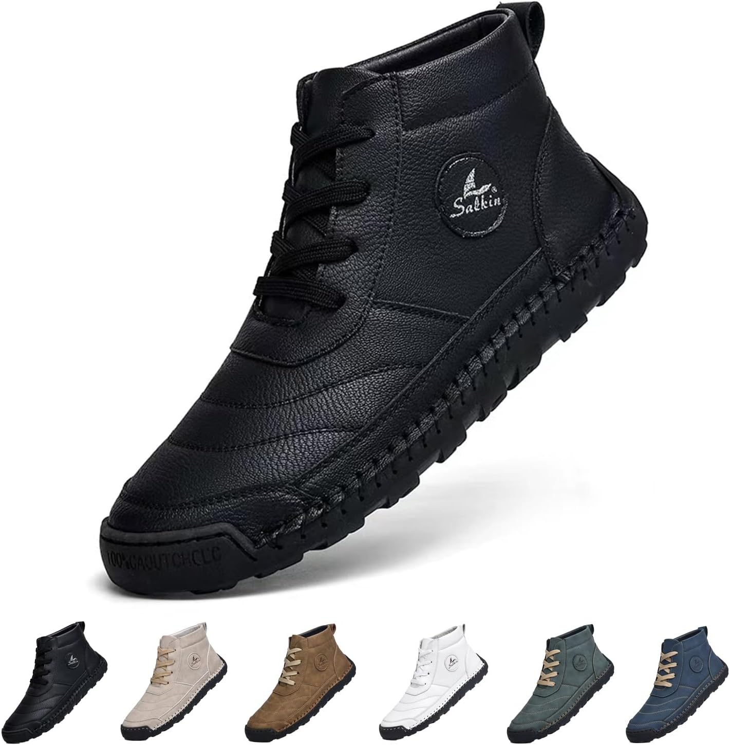 

Мужские повседневные модные кроссовки сандалии-чукка на шнуровке, с круглым носком, на платформе, противоскользящие, средней высоты, ручной работы, для ходьбы и вождения Eggdk, черный