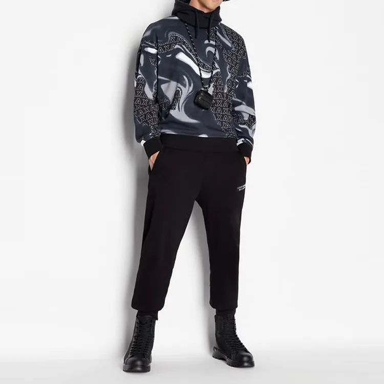 EMPORIO ARMANI Вязаные спортивные брюки мужские Black — фото 4