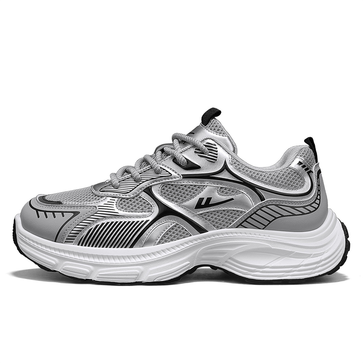 

Низкие массивные кроссовки, увеличивающие рост, с амортизацией, мужские WARRIOR, Silver Gray Black