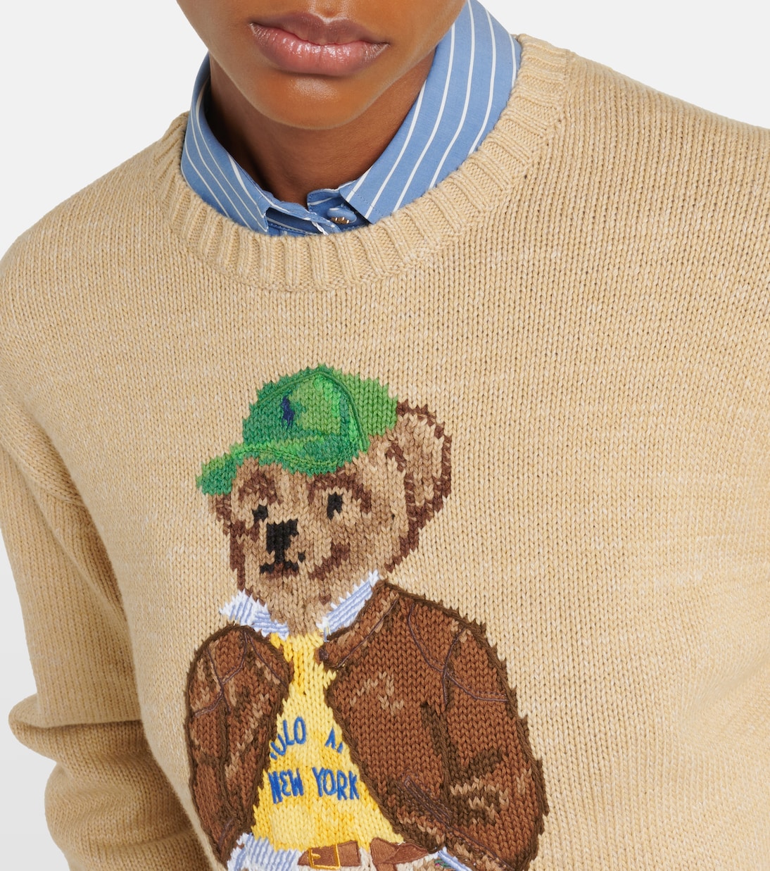 Свитер из хлопка с интарсией Polo Bear Polo Ralph Lauren, Tan Multi — фото 4