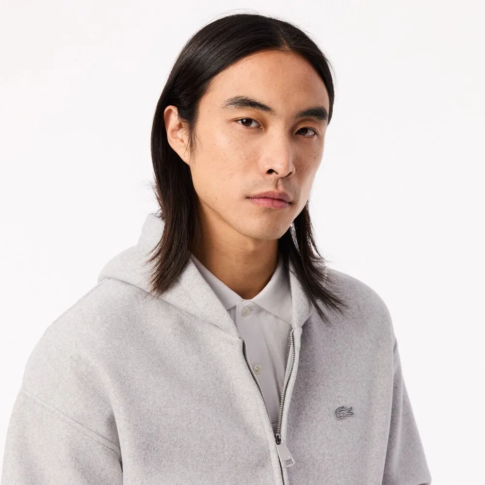 Мужская фланелевая толстовка на молнии серого цвета от Lacoste — фото 2