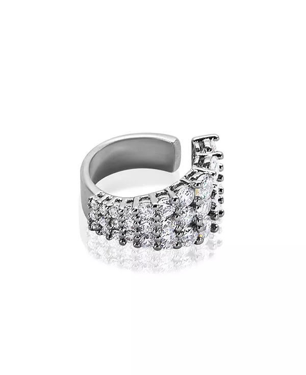 

Серьги-Каффы Amo с тремя рядами из латуни с покрытием из белого золота Oma The Label, silver