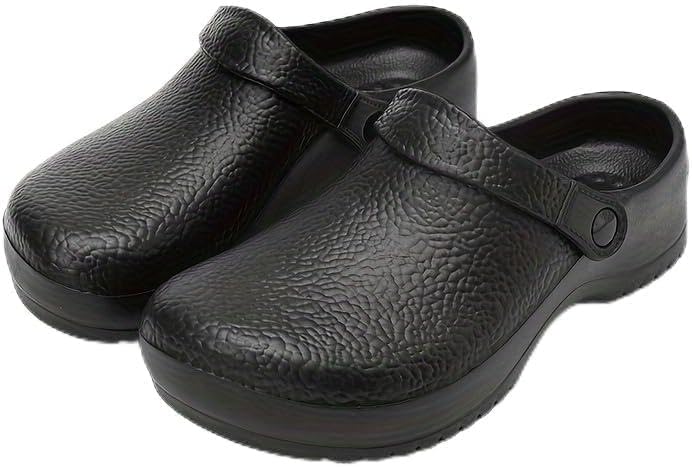 

Мужские однотонные слипоны с защитой от масла и вырезами, удобные нескользящие повседневные сабо для мужчин для активного отдыха на улице Hhhchpm, черный