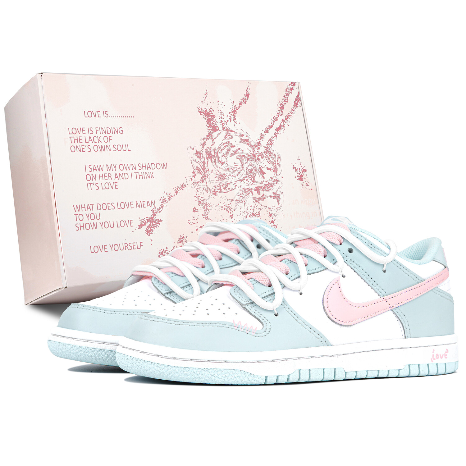 

Кроссовки Nike Dunk Skateboarding Shoes Women's Low-top White/Blue/Pink, белый