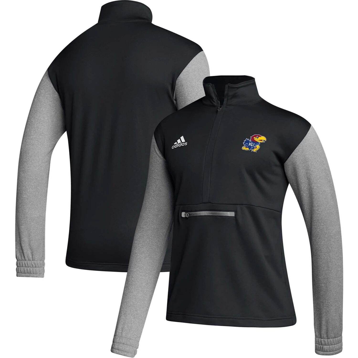 Мужская черная куртка на молнии Kansas Jayhawks Team Issue AEROREADY adidas — фото 4