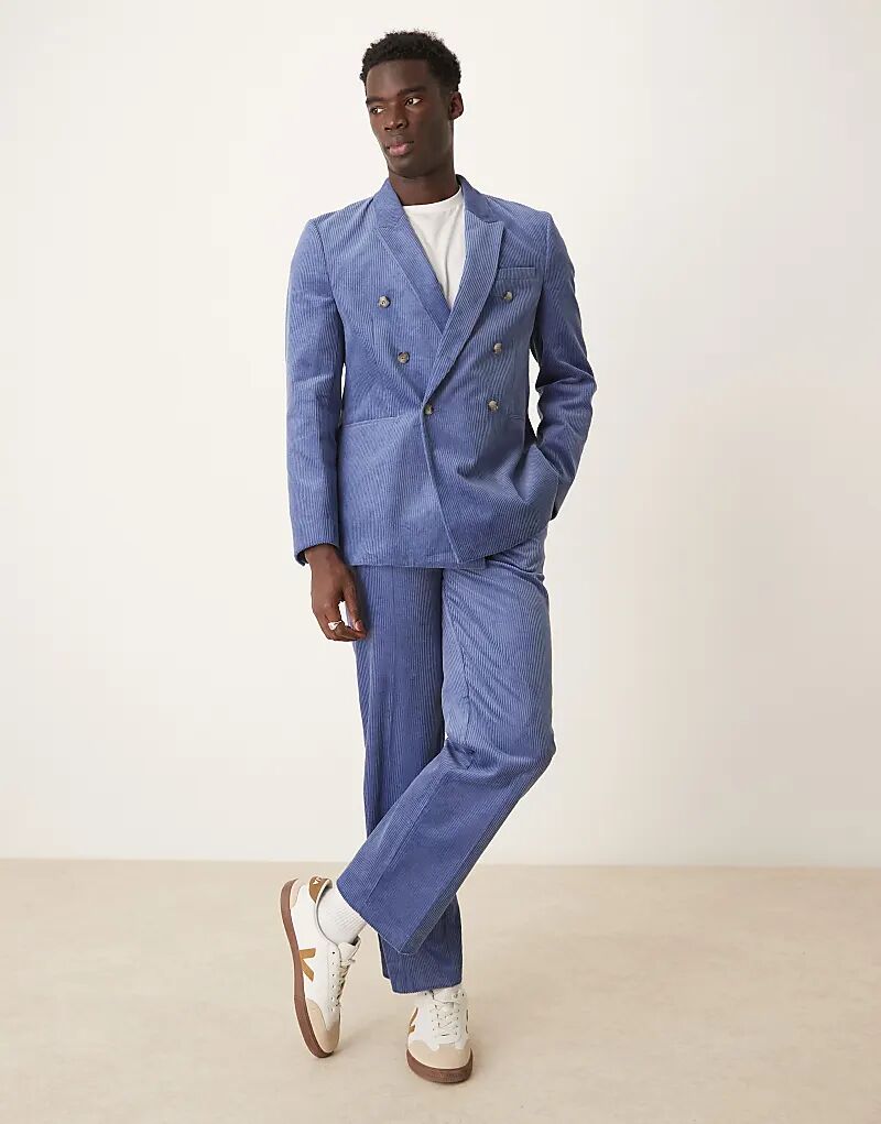 

Прямые вельветовые брюки ASOS DESIGN синего цвета