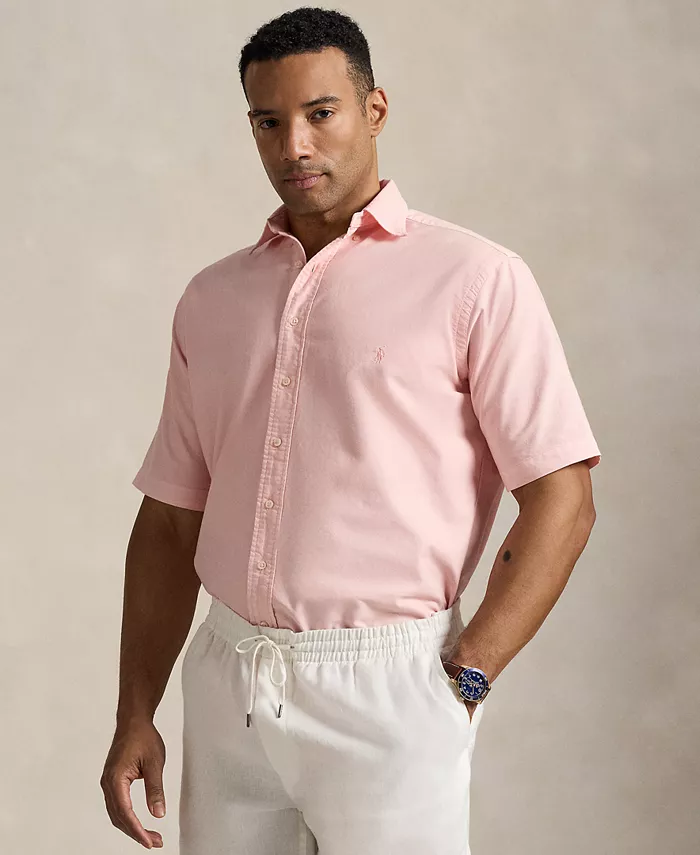 

Мужская рубашка Oxford Big & Tall с минеральной окраской Polo Ralph Lauren, розовый