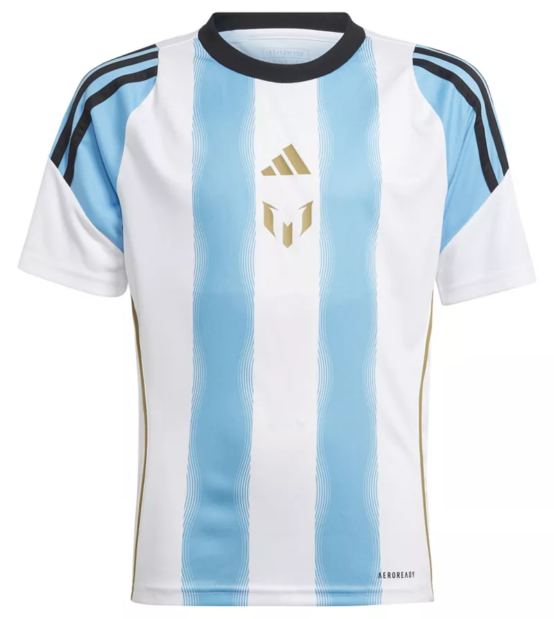 

Детская тренировочная футболка Adidas с Месси, цвет White/Semi Blue Burst