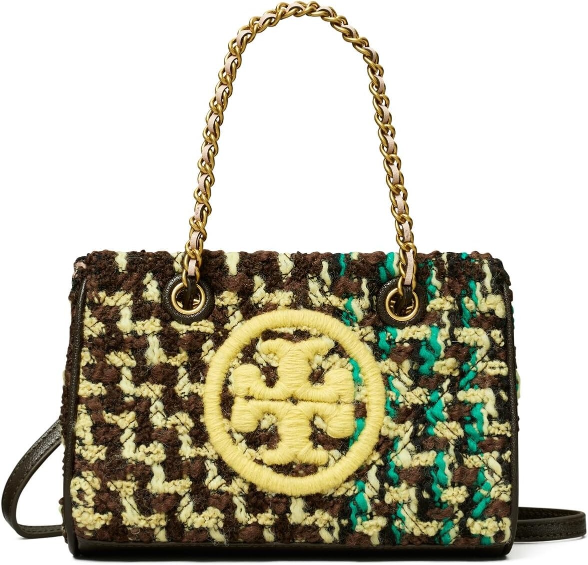 

Сумка Tory Burch Fleming Soft Tweed Mini Chain Tote, разноцветный