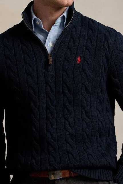 Свитер с застежкой Polo Ralph Lauren, темно-синий — фото 4