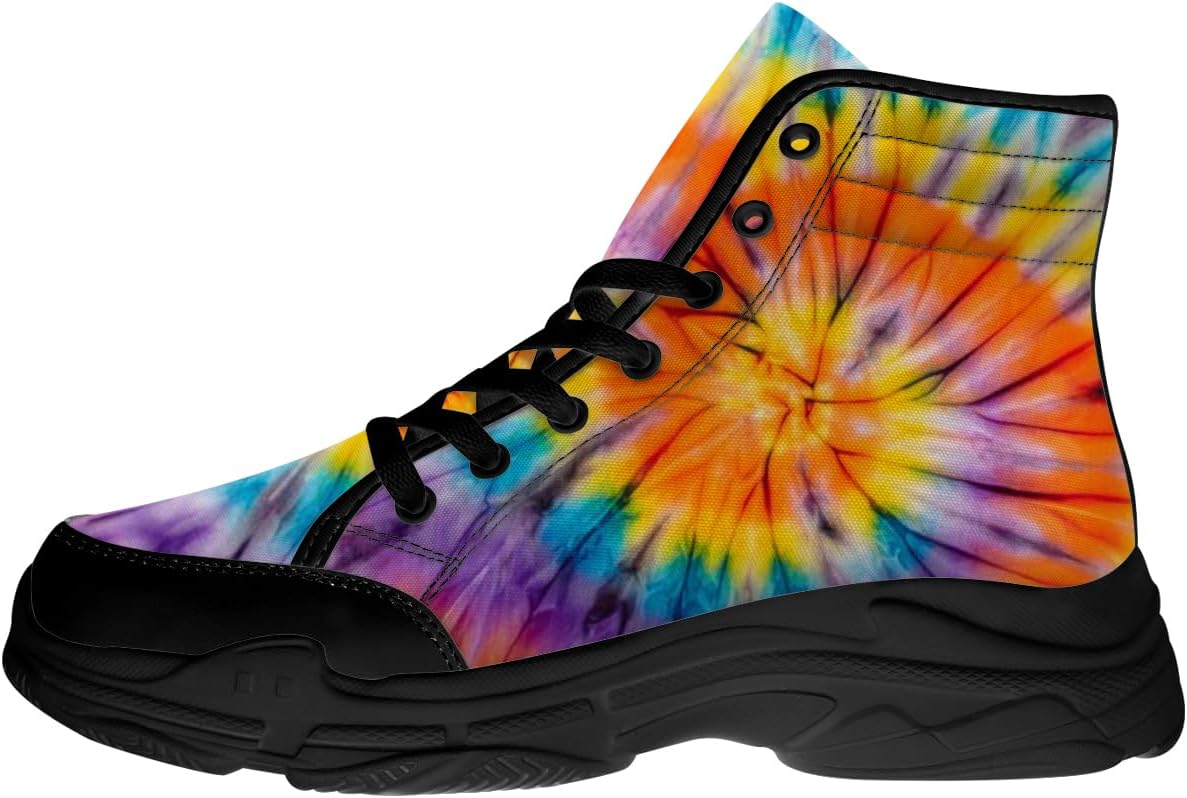 

Кроссовки Quorax для мужчин и женщин с высокой посадкой и эффектом тай-дай, на шнуровке, из хлопка, подарок для него и для нее, синий/желтый/оранжевый