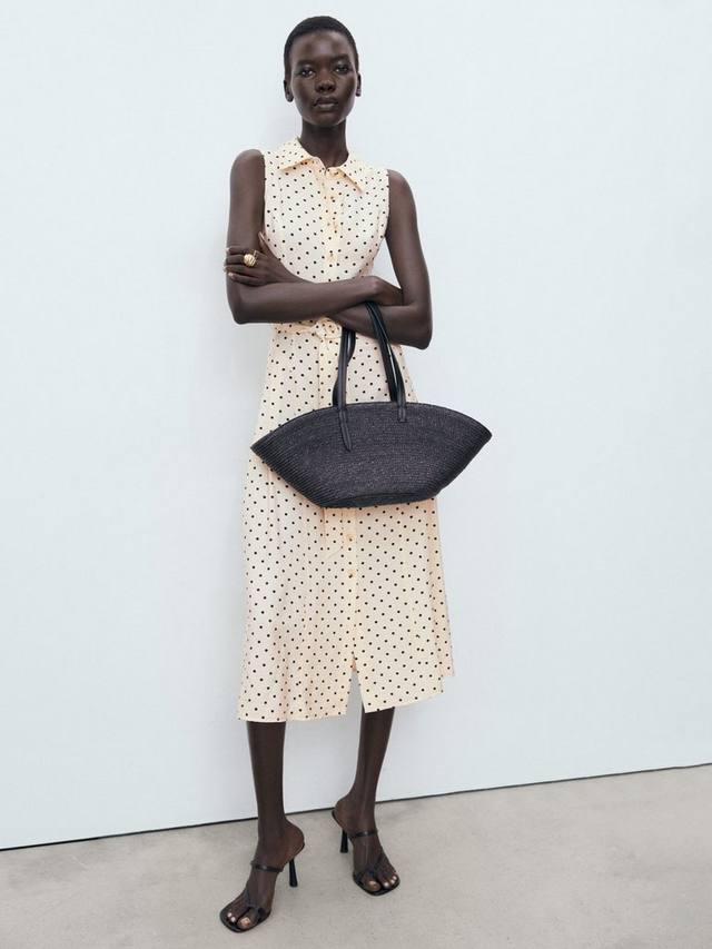 

Платье-рубашка с поясом Mango, Light Beige