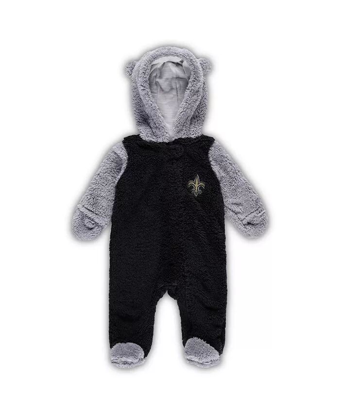 Новорожденные мальчики и девочки, черный, серый New Orleans Saints Game Nap Teddy флисовый фланель спальный комплект на молнии Outerstuff — фото 3