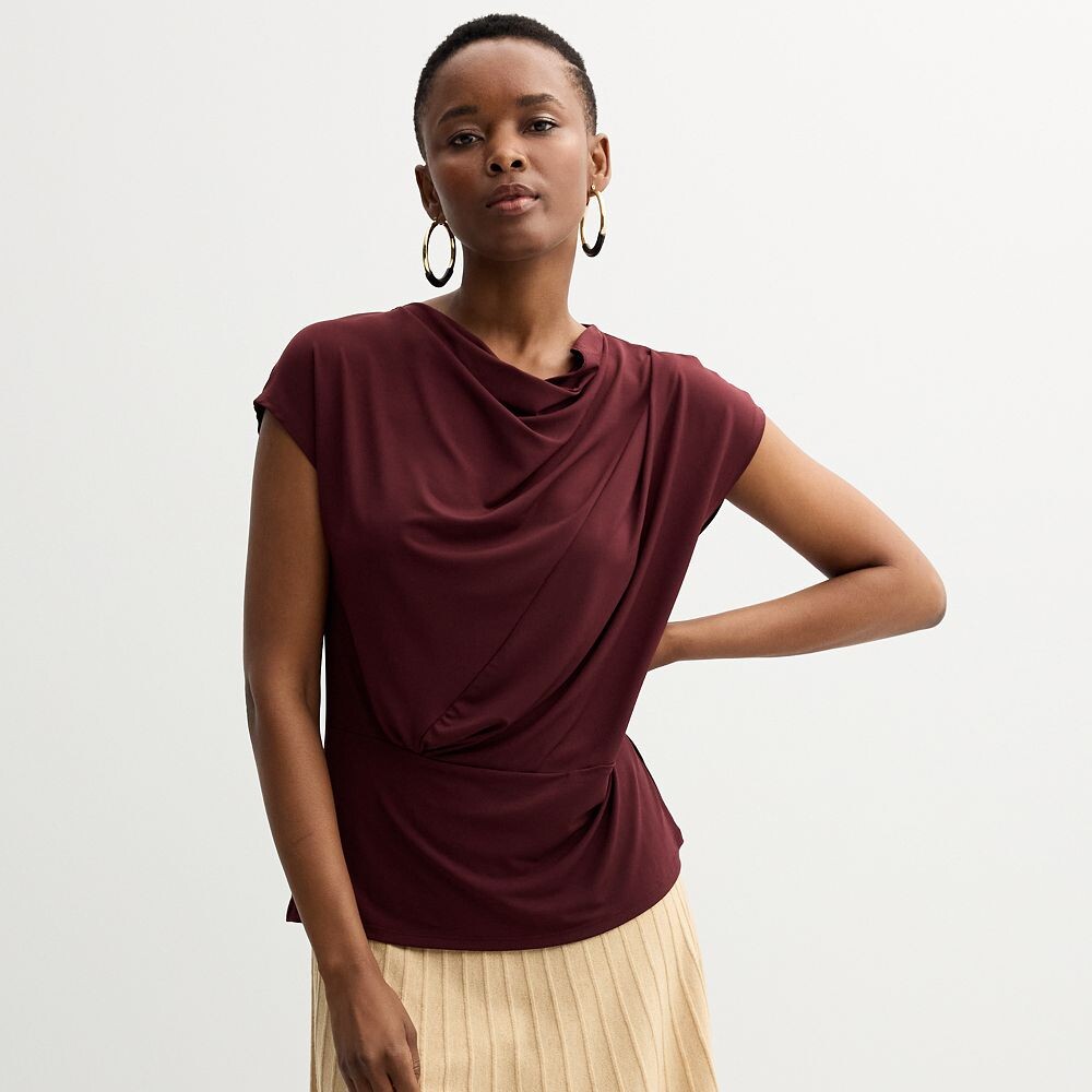 

Женская футболка Nine West Drape Twist Front Muscle Tee, цвет Maddie Plum